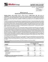 Mullen Group Ltd. Reports Second Quarter Financial Results (CNW Group/Mullen Group Ltd.)