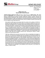Mullen Group Ltd. Reports 2020 Financial Results (CNW Group/Mullen Group Ltd.)