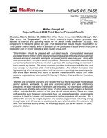 Mullen Group Ltd. Reports Record 2022 Third Quarter Financial Results (CNW Group/Mullen Group Ltd.)