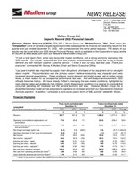 Mullen Group Ltd. Reports Record 2022 Financial Results (CNW Group/Mullen Group Ltd.)