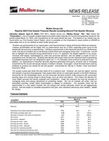 Mullen Group Ltd. Reports 2023 First Quarter Financial Results including Record First Quarter Revenue (CNW Group/Mullen Group Ltd.)